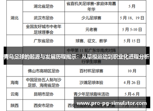 青岛足球的起源与发展历程揭示:从草根运动到职业化进程分析 青岛足球的起源与发展历程揭示:从草根运动到职业化进程分析